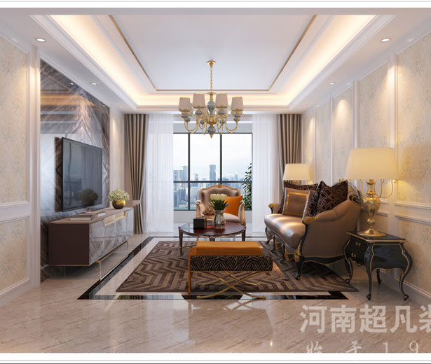 天津永威城122平三室兩廳簡(jiǎn)歐風(fēng)格裝修效果圖