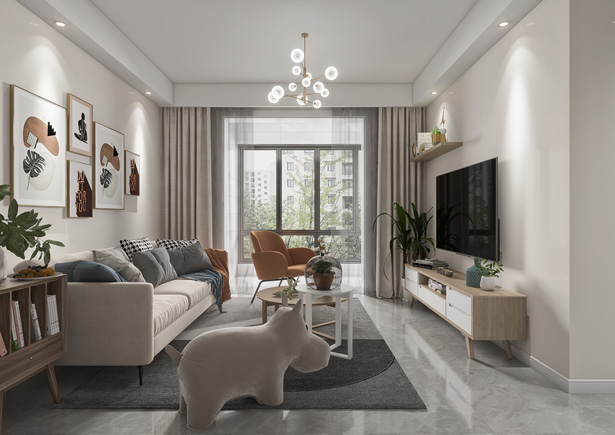 金沙湖105平現(xiàn)代北歐風(fēng)格裝修效果圖